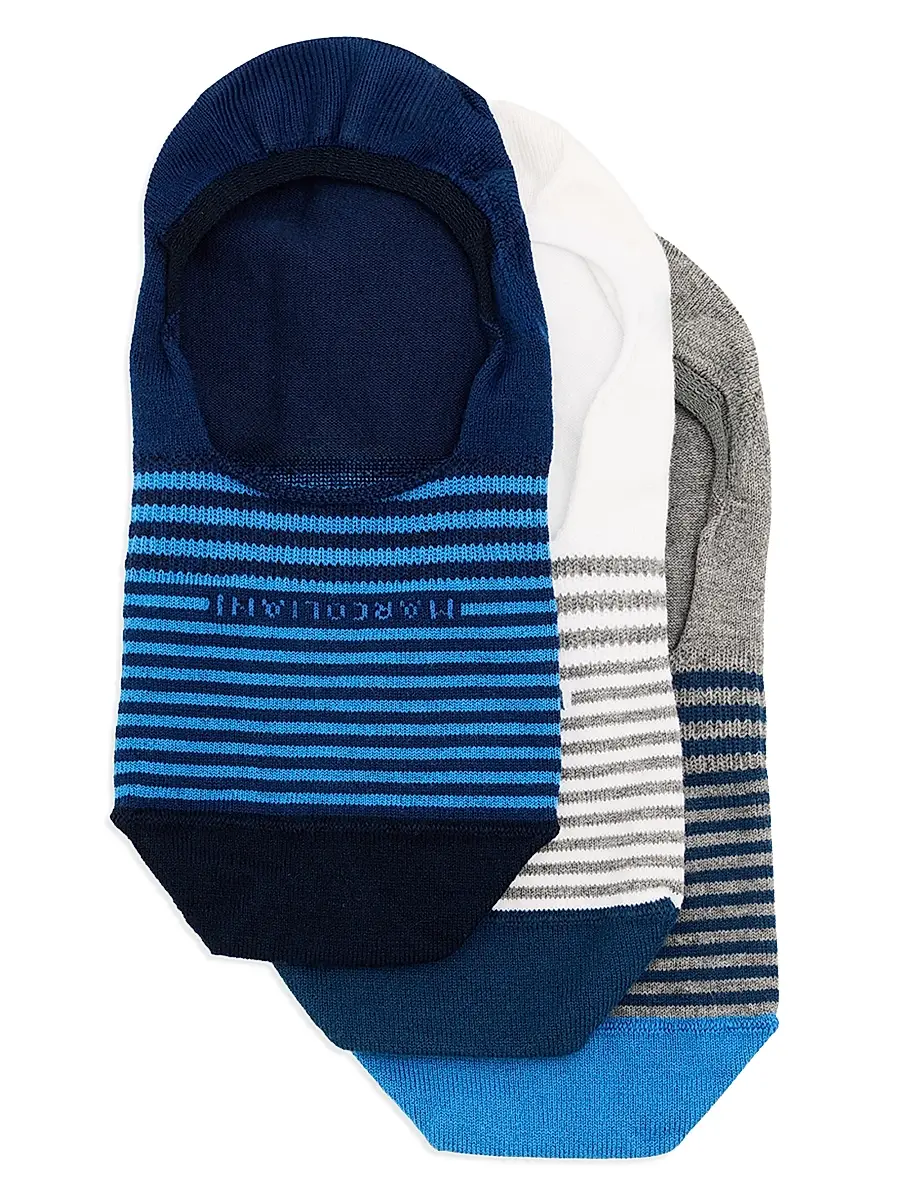 Marcoliani Men's Invisible Touch Cotton No-Show Socks 3-Pack - White Pattern | Image 1 Marcoliani Men's Invisible Touch Cotton No-Show Socks 3-Pack - White Pattern | Image 1
