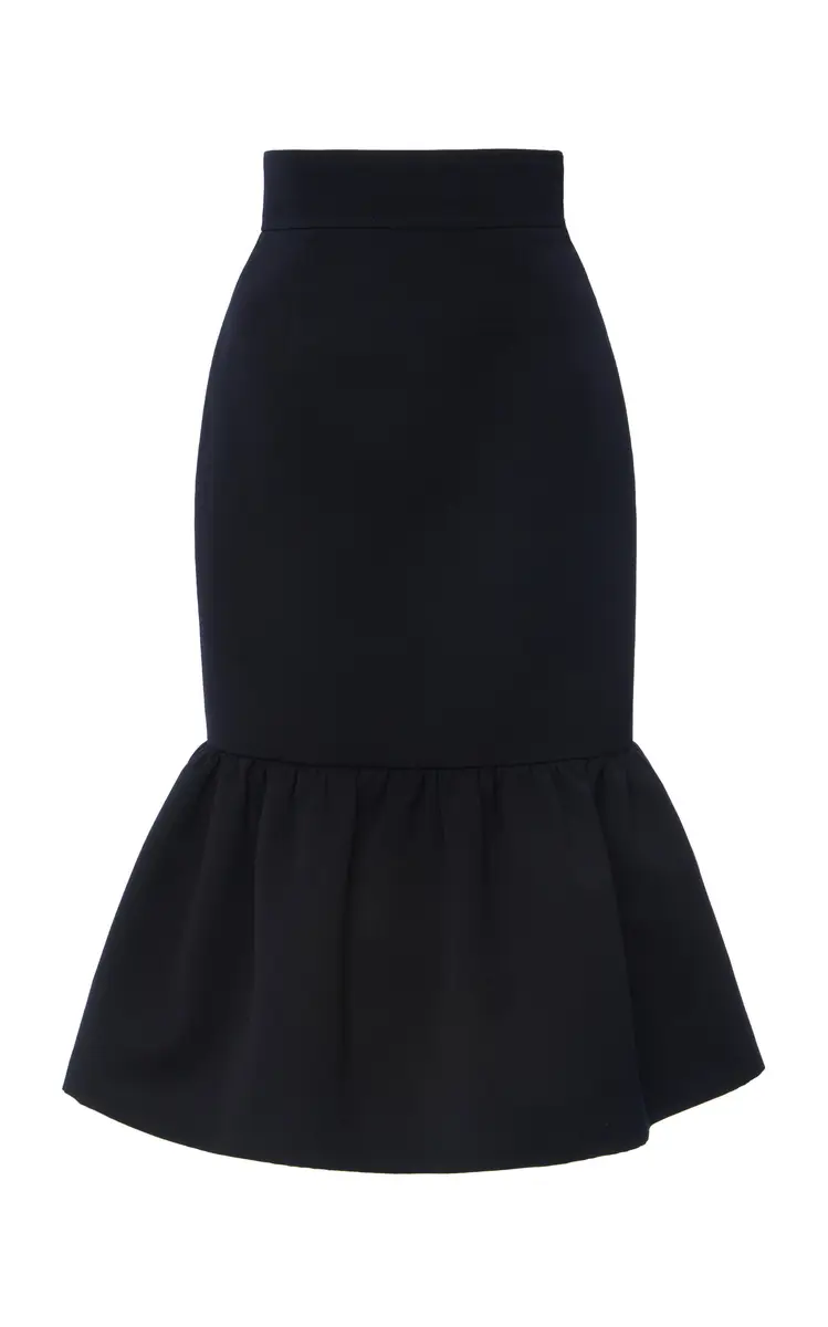 Miu Miu Ruffled Wool Cady Midi Skirt | Image 1 Miu Miu Ruffled Wool Cady Midi Skirt | Image 1