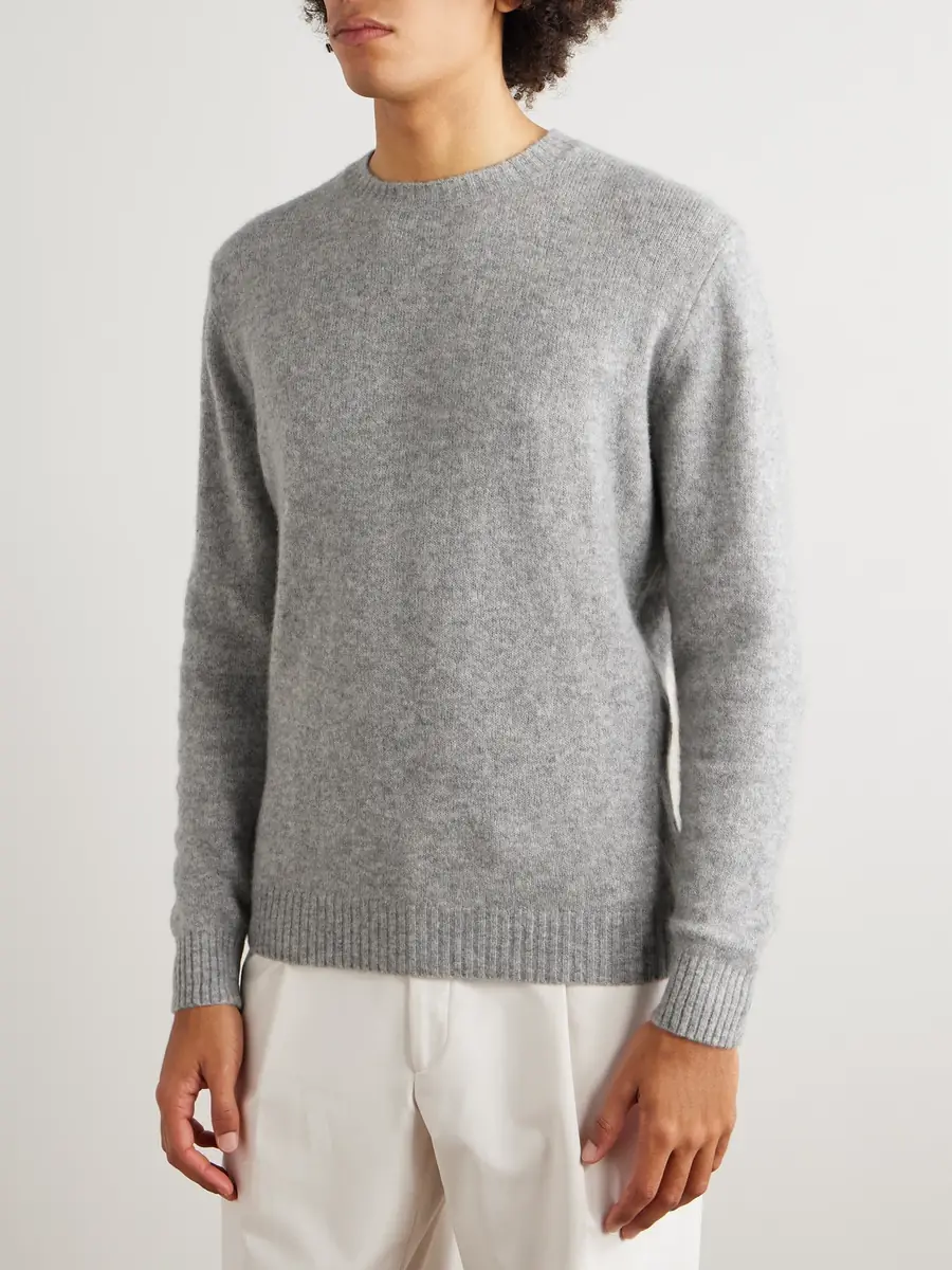 Thom Sweeney Brushed Cashmere-Blend Sweater - Men | Thumbnail 3 Thom Sweeney Brushed Cashmere-Blend Sweater - Men | Thumbnail 3