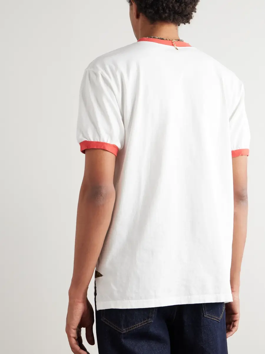 KAPITAL Pennant Ringer Logo-Appliquéd Cotton-Jersey T-Shirt - Men | Thumbnail 4 KAPITAL Pennant Ringer Logo-Appliquéd Cotton-Jersey T-Shirt - Men | Thumbnail 4