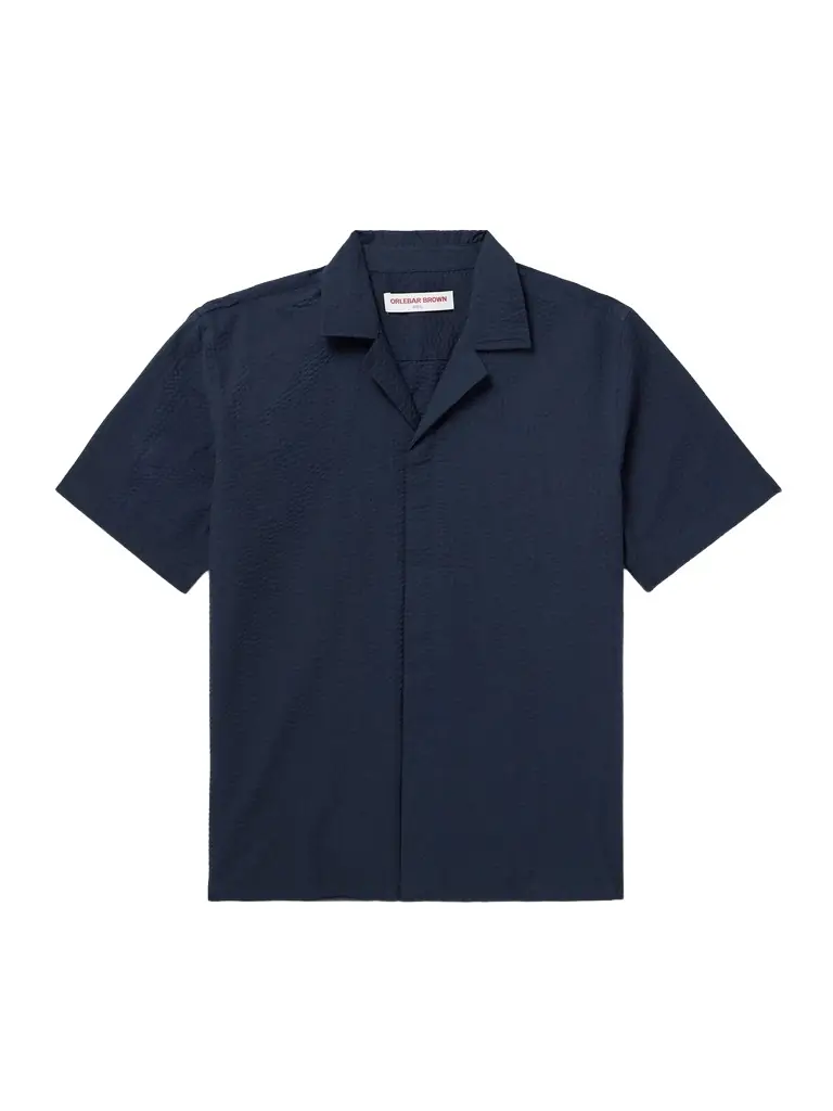 Orlebar Brown Maitan Camp-Collar Organic Cotton Seersucker Shirt - Men | Image 1 Orlebar Brown Maitan Camp-Collar Organic Cotton Seersucker Shirt - Men | Image 1