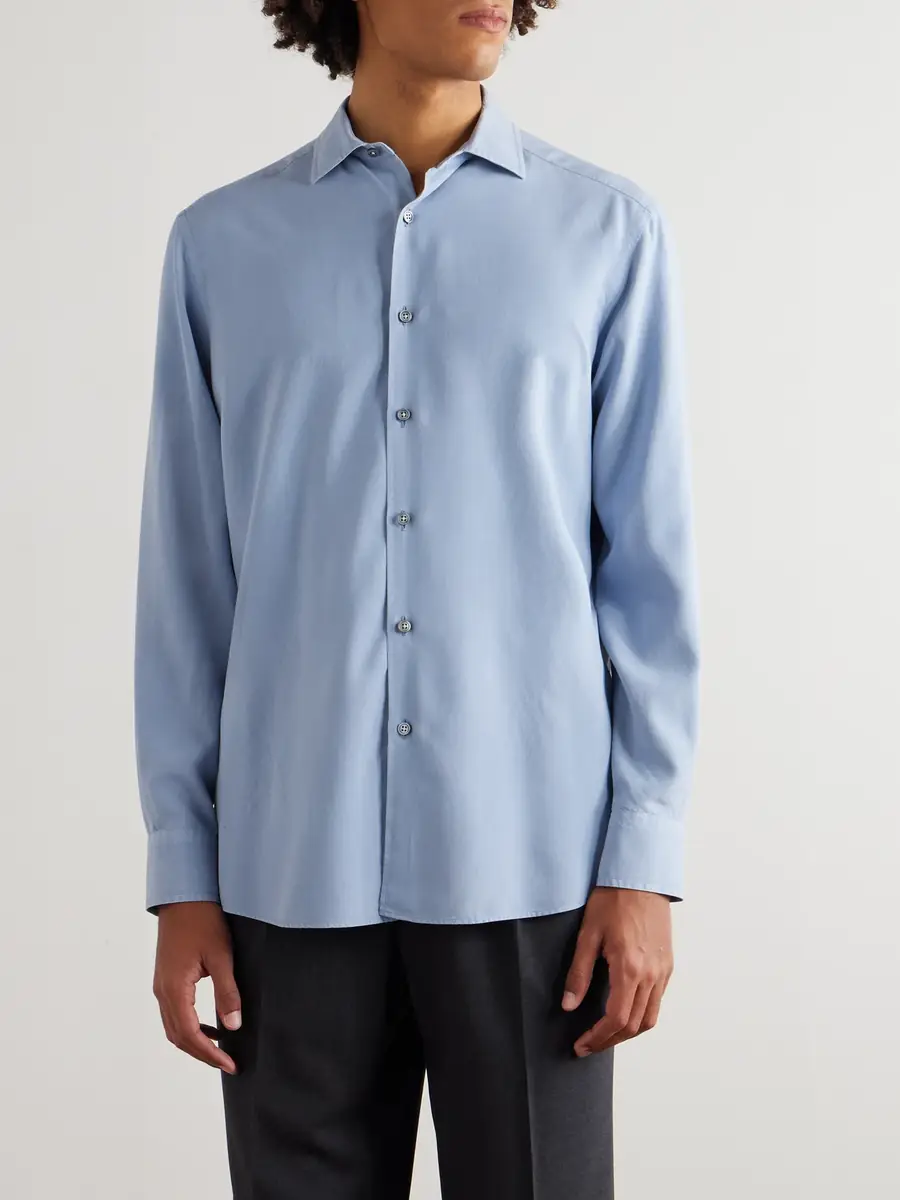 Zegna Spread-Collar Mulberry Silk Shirt - Men | Thumbnail 3 Zegna Spread-Collar Mulberry Silk Shirt - Men | Thumbnail 3