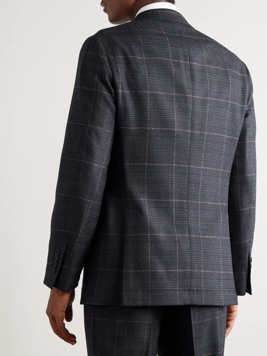 Brunello Cucinelli Checked Double-Breasted Cashmere and Virgin Wool-Blend Suit Jacket - Men | Thumbnail 3 Brunello Cucinelli Checked Double-Breasted Cashmere and Virgin Wool-Blend Suit Jacket - Men | Thumbnail 3