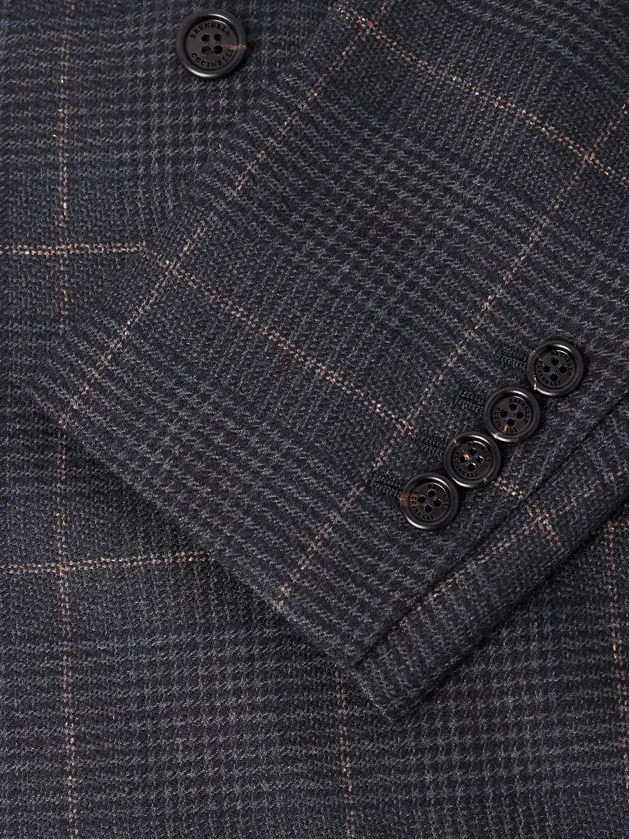 Brunello Cucinelli Checked Double-Breasted Cashmere and Virgin Wool-Blend Suit Jacket - Men | Thumbnail 4 Brunello Cucinelli Checked Double-Breasted Cashmere and Virgin Wool-Blend Suit Jacket - Men | Thumbnail 4