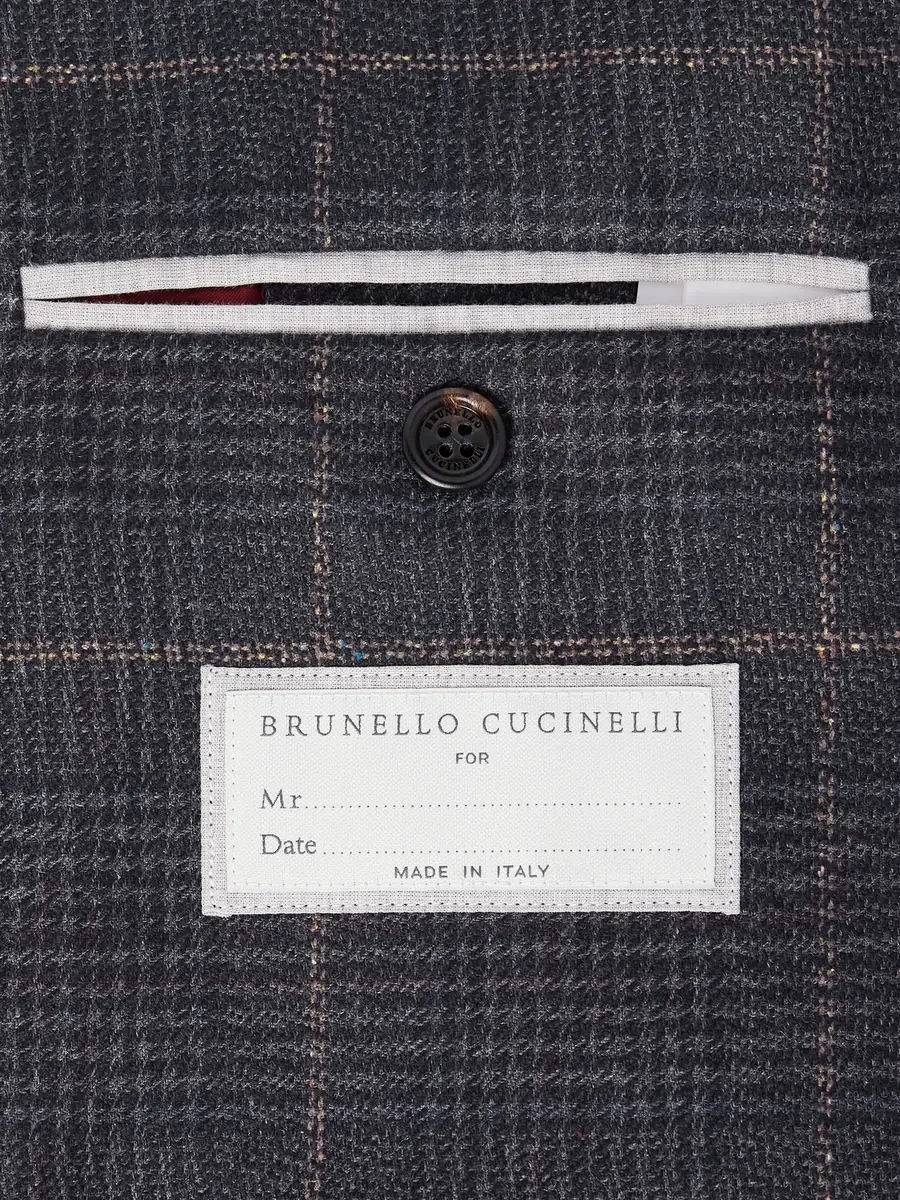 Brunello Cucinelli Checked Double-Breasted Cashmere and Virgin Wool-Blend Suit Jacket - Men | Thumbnail 5 Brunello Cucinelli Checked Double-Breasted Cashmere and Virgin Wool-Blend Suit Jacket - Men | Thumbnail 5