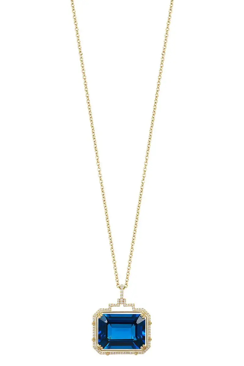 GOSHWARA London Blue Topaz Gossip Pendant Necklace | Thumbnail 5