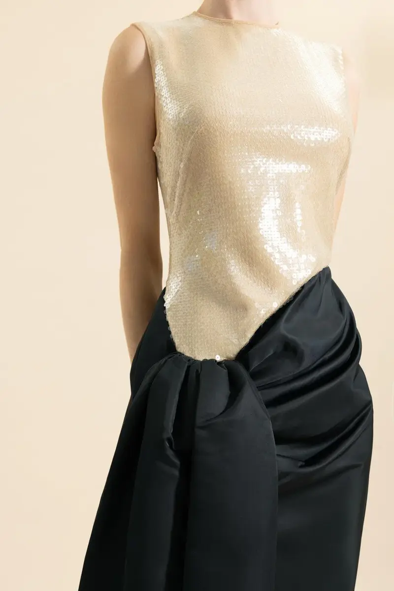 David Koma Sleeveless Draped Skirt Midi Dress | Thumbnail 3