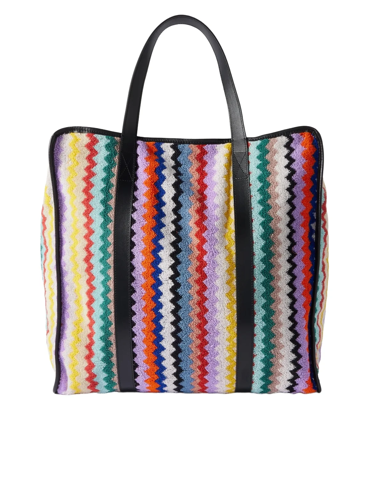 Riverbero Leather-trimmed Striped Cotton-terry Tote