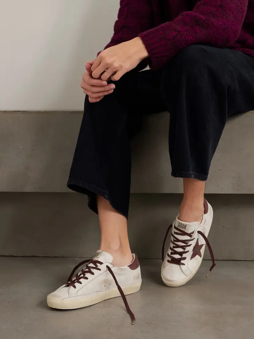 Golden Goose Super-star Distressed Suede-trimmed Leather Sneakers | Thumbnail 2 Golden Goose Super-star Distressed Suede-trimmed Leather Sneakers | Thumbnail 2