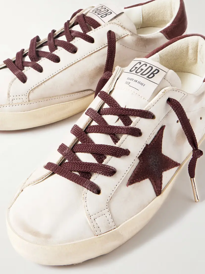 Golden Goose Super-star Distressed Suede-trimmed Leather Sneakers | Thumbnail 4 Golden Goose Super-star Distressed Suede-trimmed Leather Sneakers | Thumbnail 4