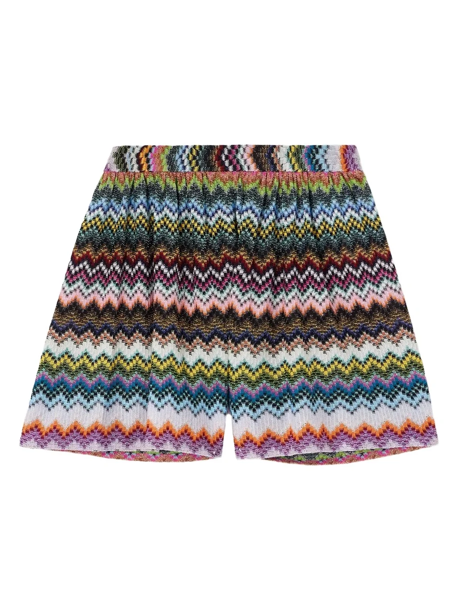 Striped Metallic Crochet-knit Shorts Striped Metallic Crochet-knit Shorts