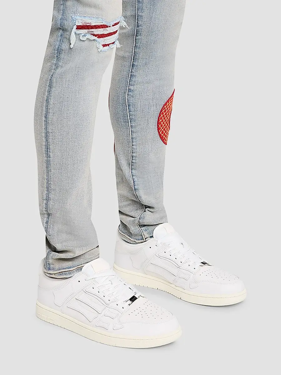 AMIRI Men's Skel Appliqué Leather Low-Top Sneakers | Thumbnail 5 AMIRI Men's Skel Appliqué Leather Low-Top Sneakers | Thumbnail 5