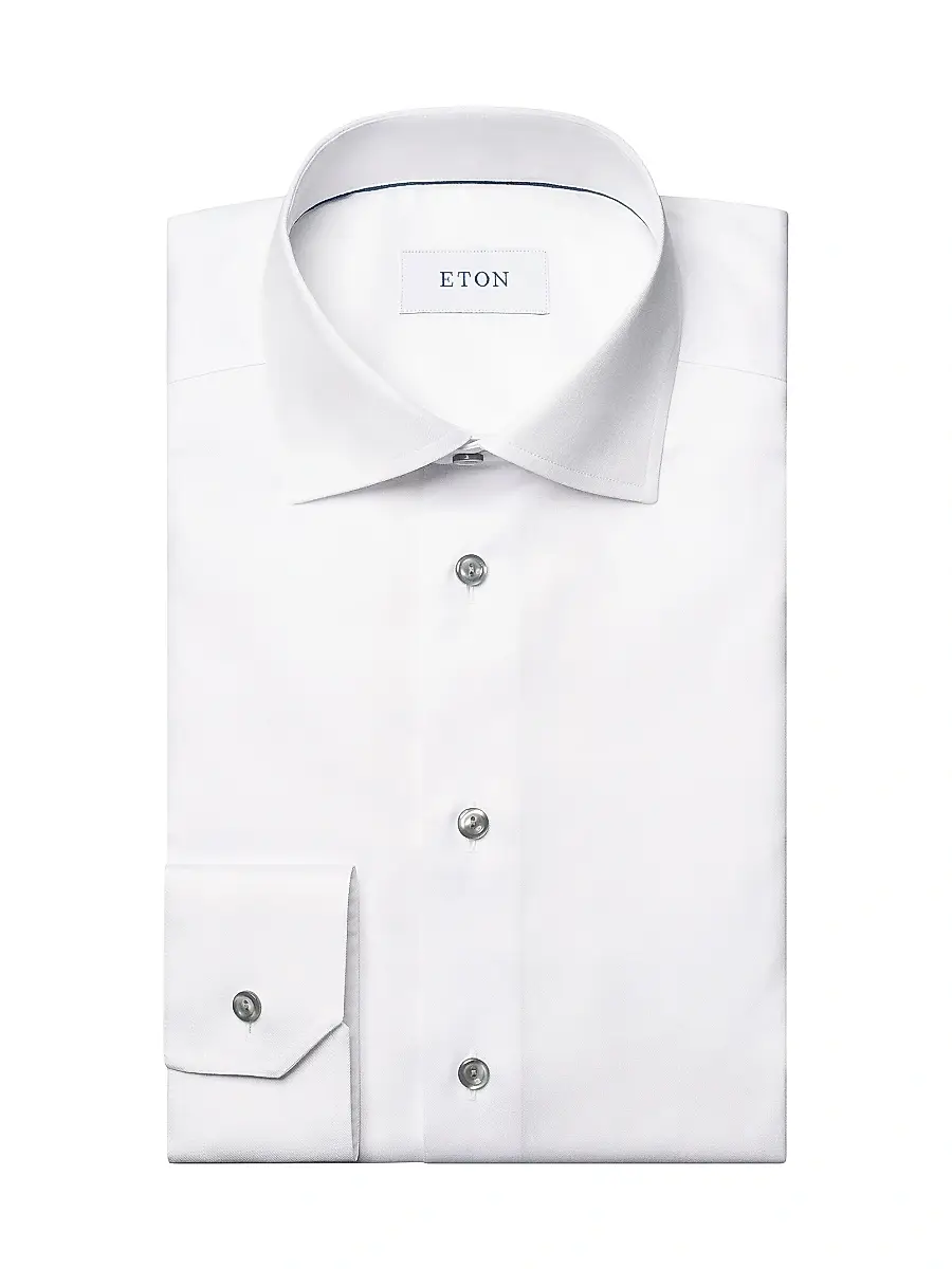 Eton Men's Cotton-Twill Contemporary-Fit Dress Shirt - White Grey | Image 1 Eton Men's Cotton-Twill Contemporary-Fit Dress Shirt - White Grey | Image 1