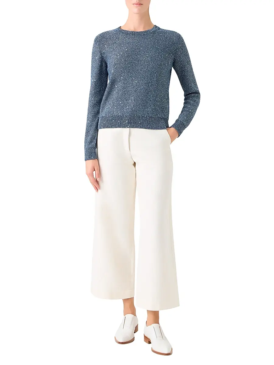 Akris Women's Sequined Linen-Blend Crewneck Sweater | Thumbnail 2 Akris Women's Sequined Linen-Blend Crewneck Sweater | Thumbnail 2