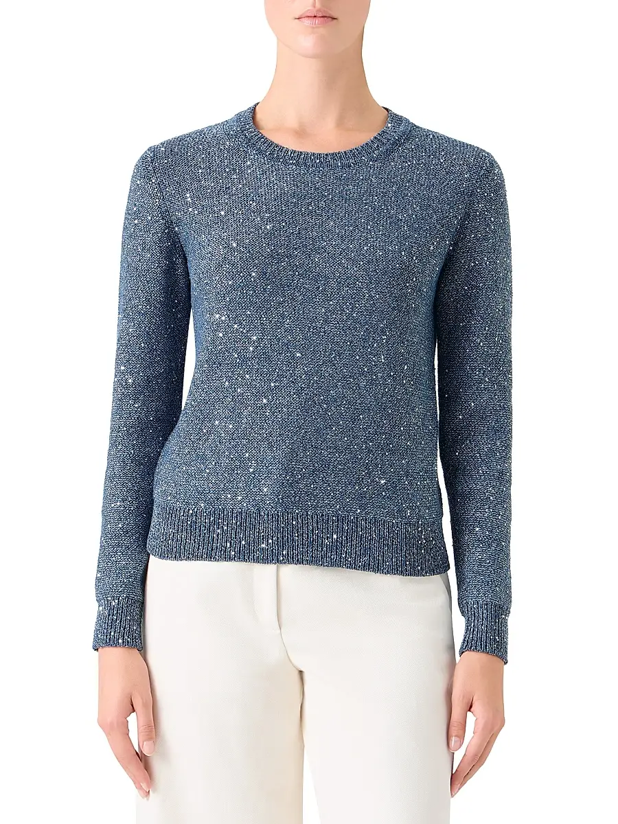Akris Women's Sequined Linen-Blend Crewneck Sweater | Thumbnail 3 Akris Women's Sequined Linen-Blend Crewneck Sweater | Thumbnail 3