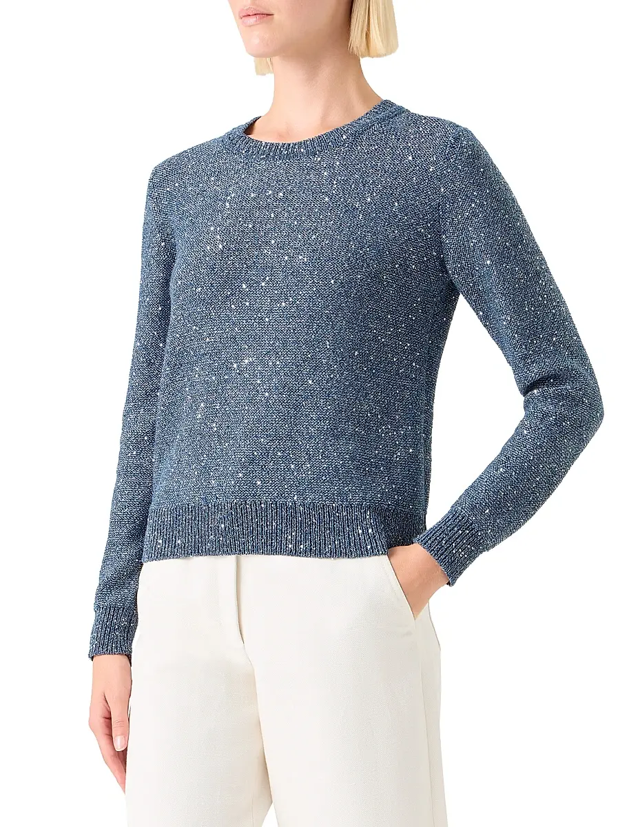 Akris Women's Sequined Linen-Blend Crewneck Sweater | Thumbnail 4 Akris Women's Sequined Linen-Blend Crewneck Sweater | Thumbnail 4