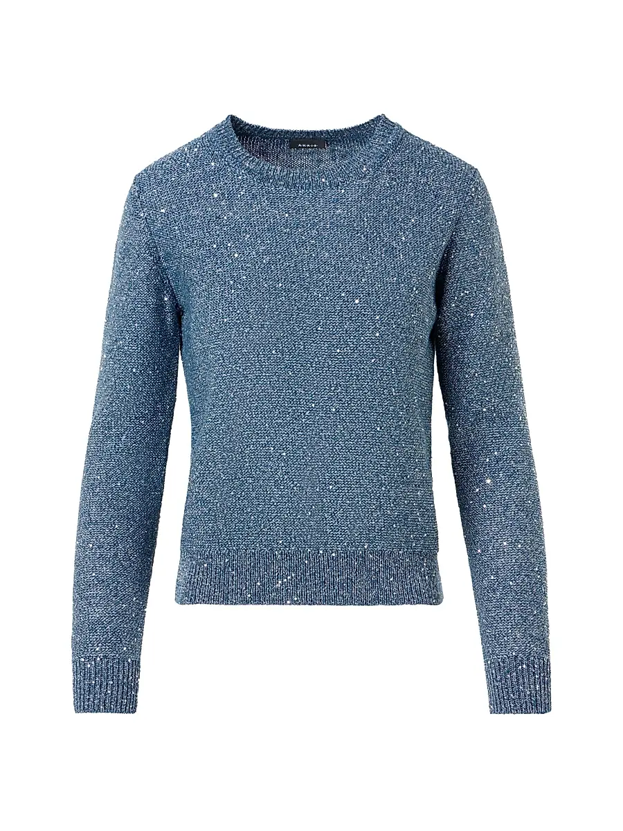 Akris Women's Sequined Linen-Blend Crewneck Sweater