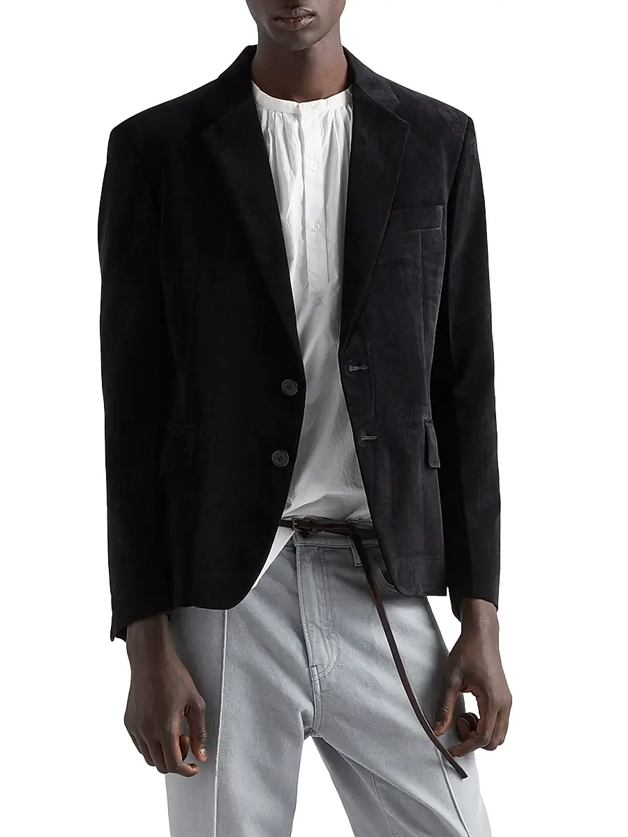 Prada Men's Single-Breasted Cotton Jacket - Black | Thumbnail 2 Prada Men's Single-Breasted Cotton Jacket - Black | Thumbnail 2