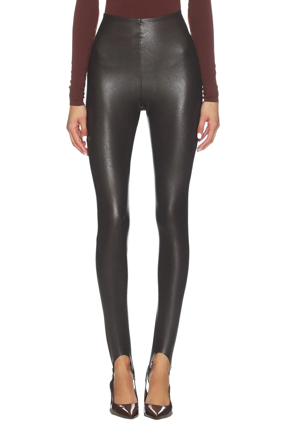 Faux Leather Stirrup Legging