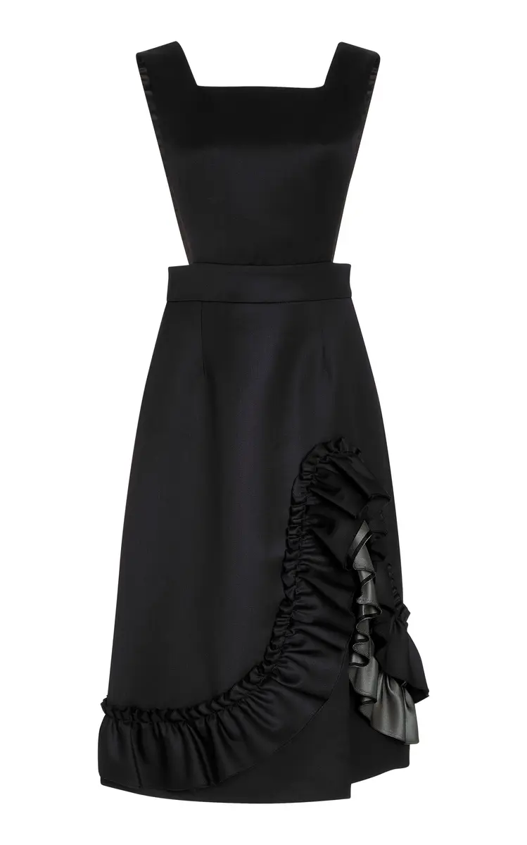 Miu Miu Ruffled Wool Midi Dress | Image 1 Miu Miu Ruffled Wool Midi Dress | Image 1