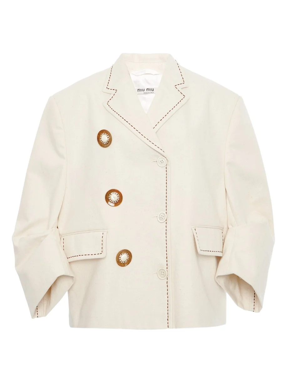 Embroidered Puffed-Sleeve Cady Jacket Embroidered Puffed-Sleeve Cady Jacket