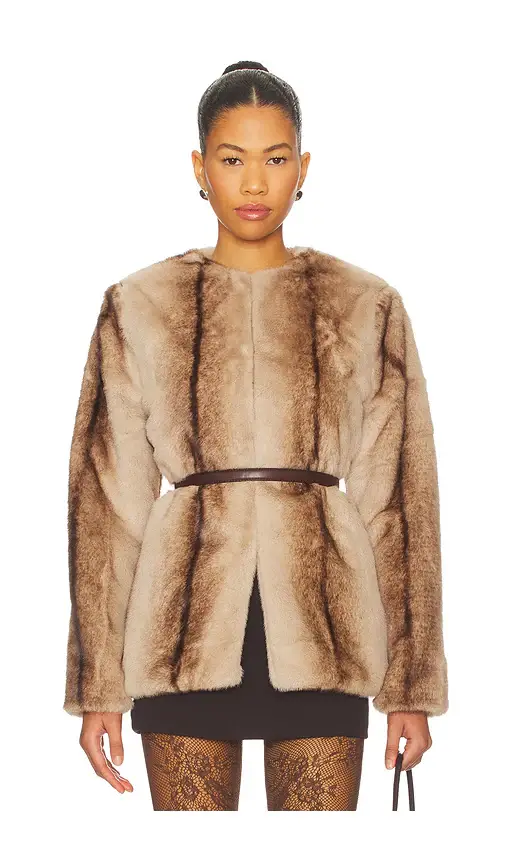 Line & Dot The City Faux Fur Jacket | Image 1 Line & Dot The City Faux Fur Jacket | Image 1