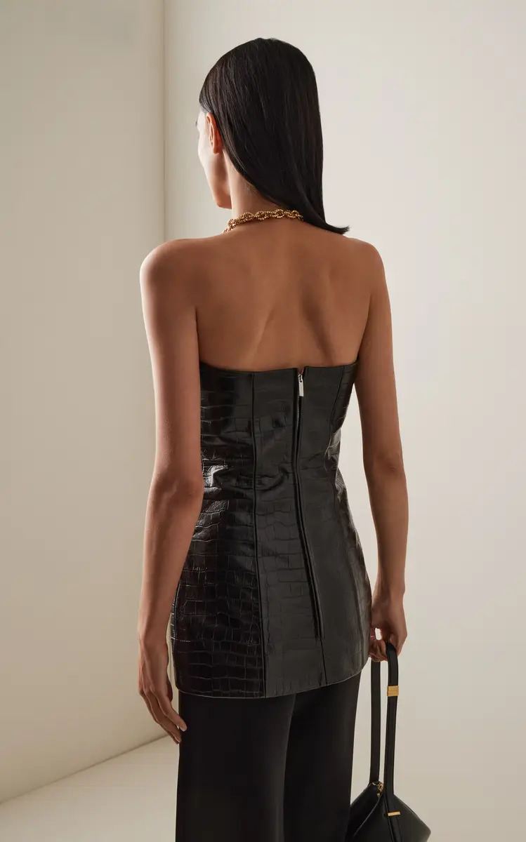 TOTEME Strapless Croc-Embossed Leather Strapless Top | Thumbnail 4 TOTEME Strapless Croc-Embossed Leather Strapless Top | Thumbnail 4