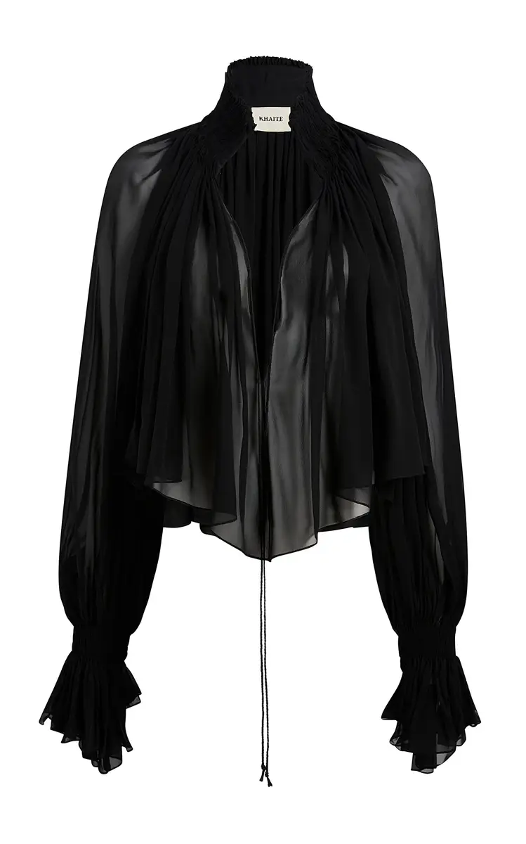 Khaite Durer Pleated Silk-Chiffon Top | Thumbnail 6 Khaite Durer Pleated Silk-Chiffon Top | Thumbnail 6