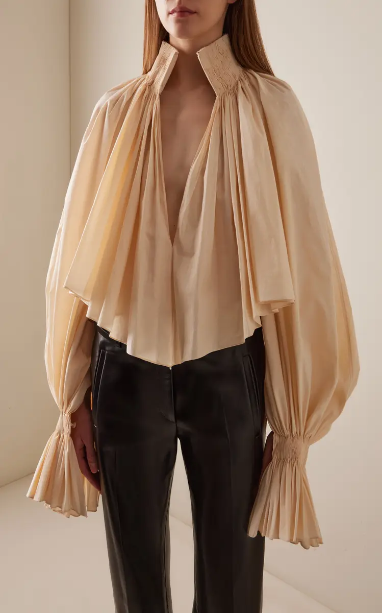 Khaite Durer Pleated Cotton-Canvas Blouse | Thumbnail 2