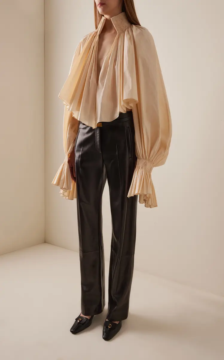 Khaite Durer Pleated Cotton-Canvas Blouse | Thumbnail 3