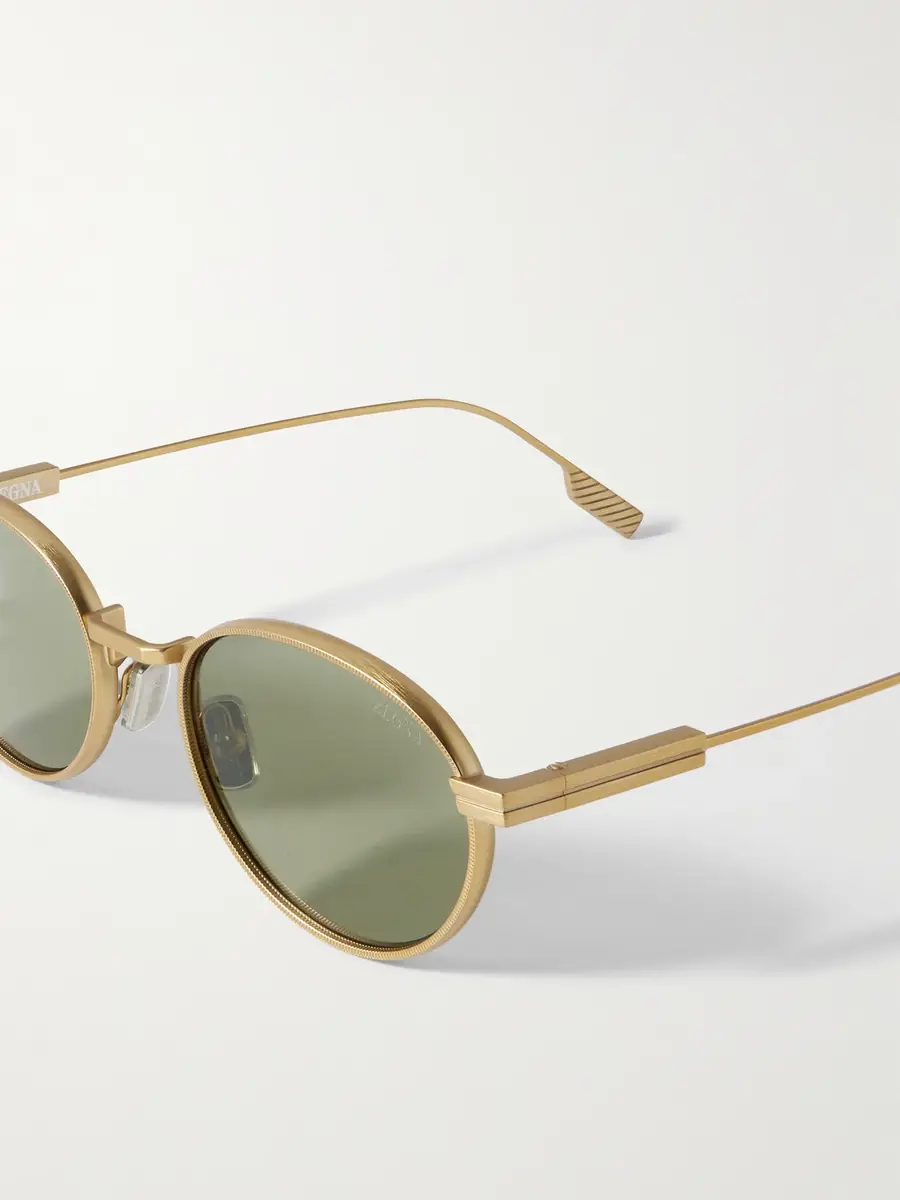 Zegna Round-Frame Bronze-Tone Sunglasses - Men | Thumbnail 3