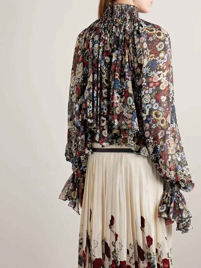 Khaite Durer Printed Silk-chiffon Blouse | Thumbnail 3