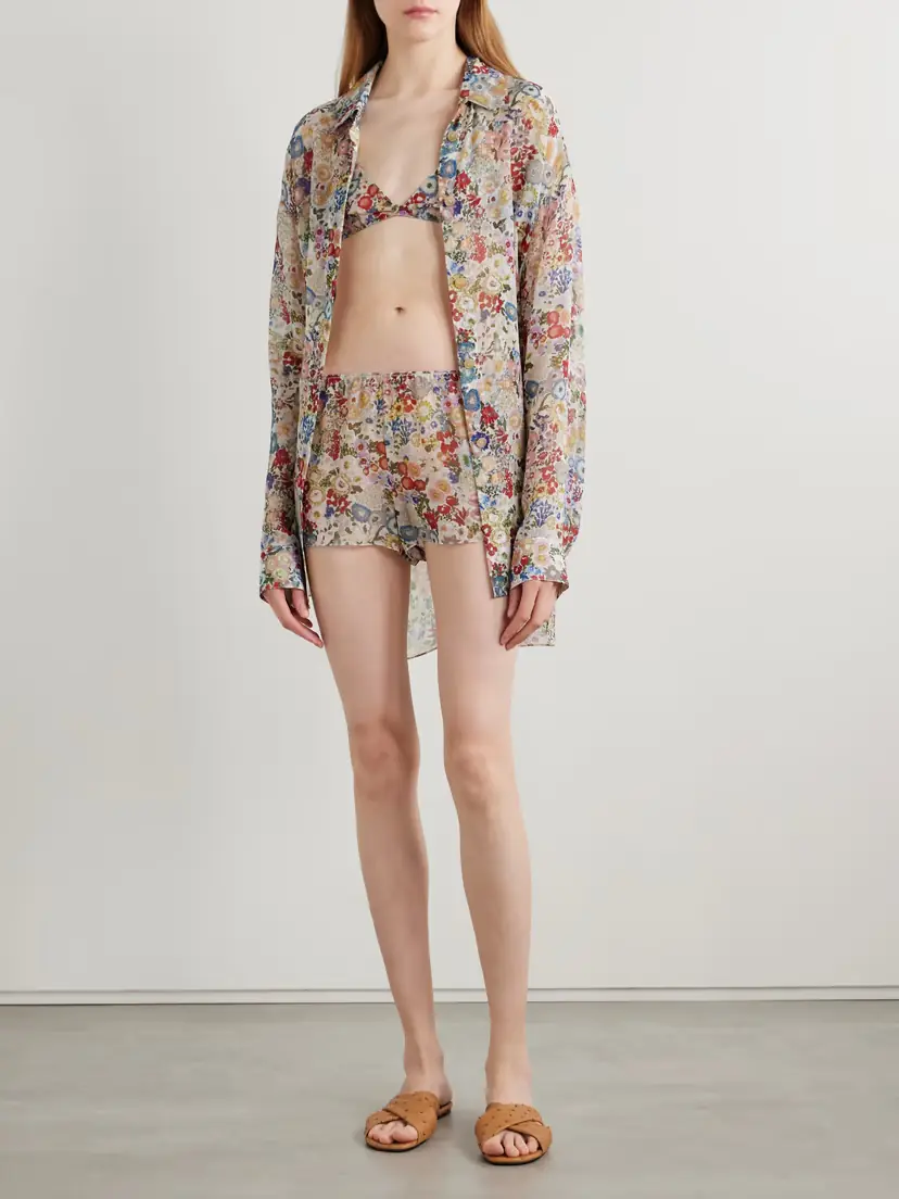Khaite Tilly Floral-print Silk-chiffon Shorts | Thumbnail 2
