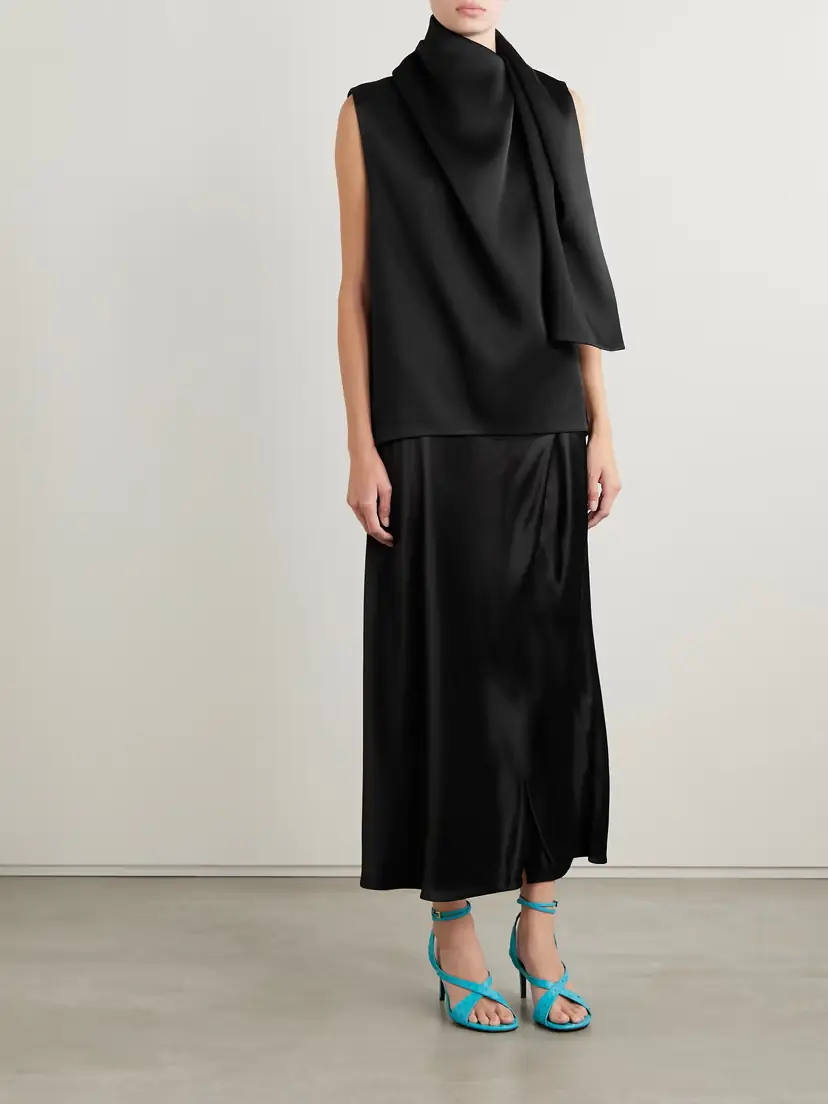 Khaite Loe Draped Satin-crepe Blouse | Thumbnail 2
