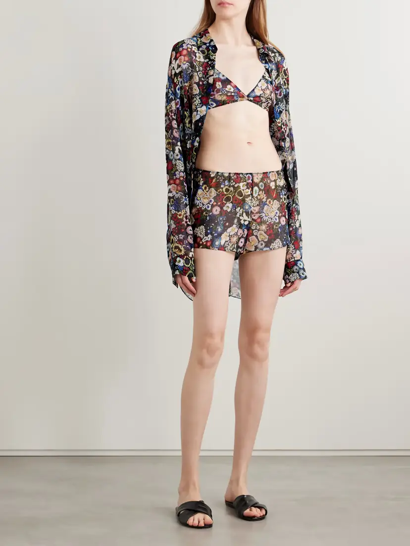 Khaite Tilly Floral-print Silk-chiffon Shorts | Thumbnail 2