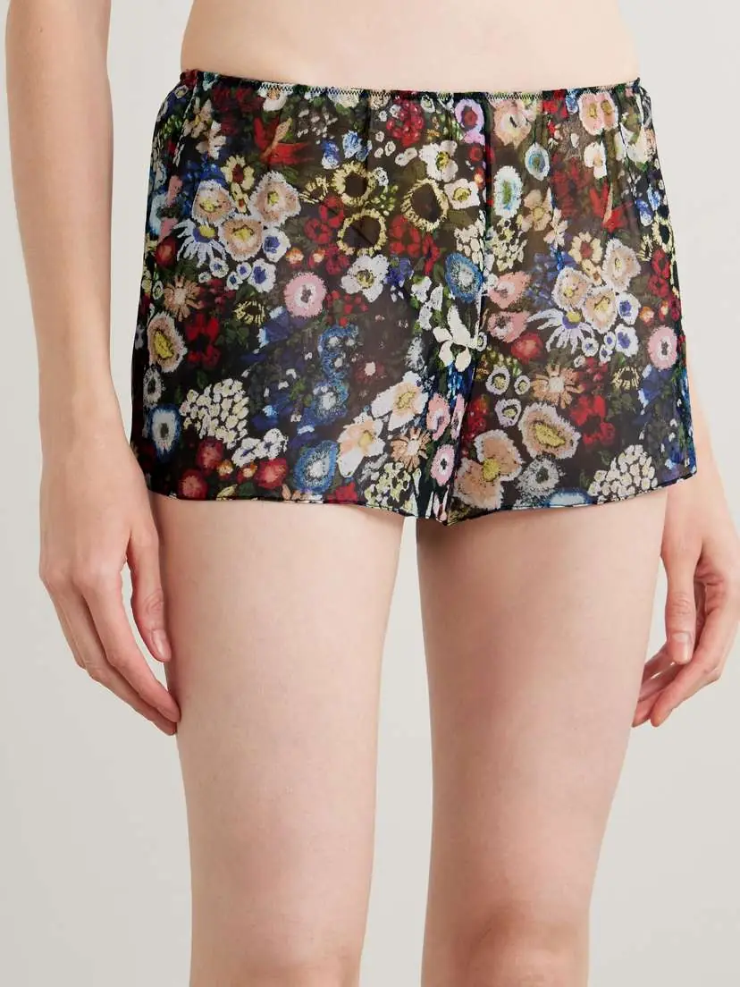 Khaite Tilly Floral-print Silk-chiffon Shorts | Thumbnail 3