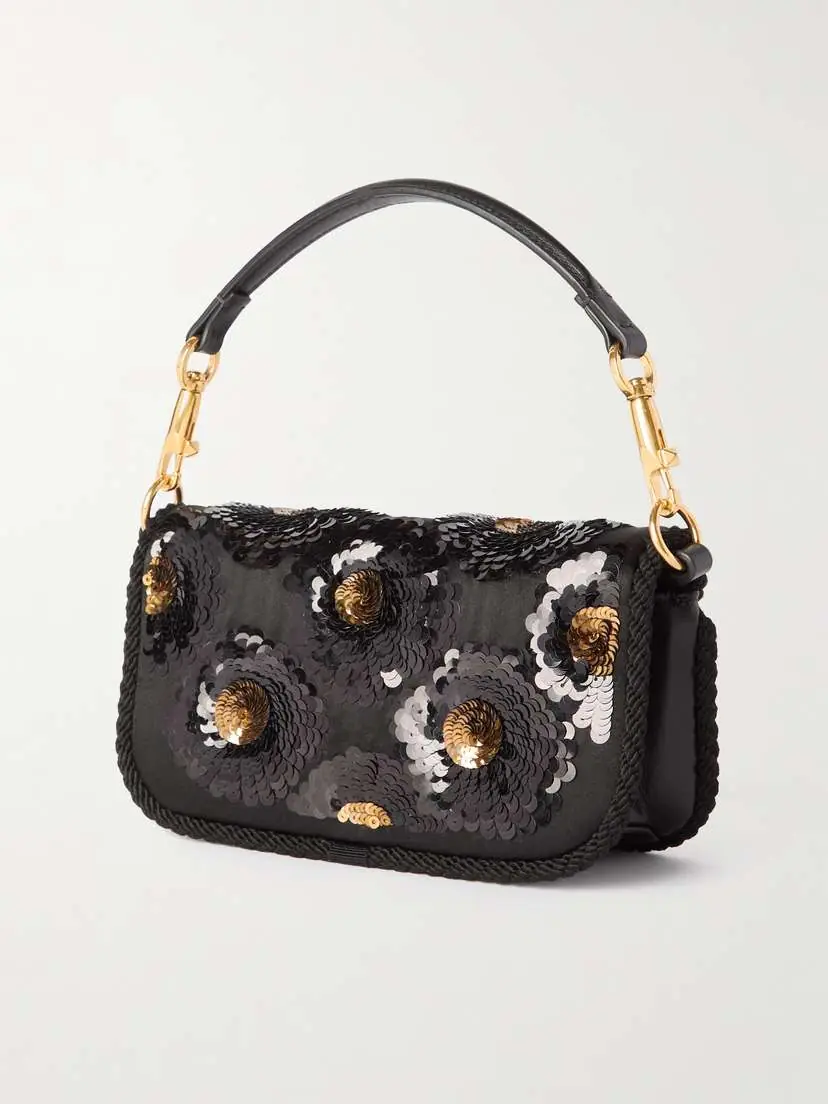 Valentino Garavani Locò Sequin-embellished Crepe Shoulder Bag | Thumbnail 3 Valentino Garavani Locò Sequin-embellished Crepe Shoulder Bag | Thumbnail 3