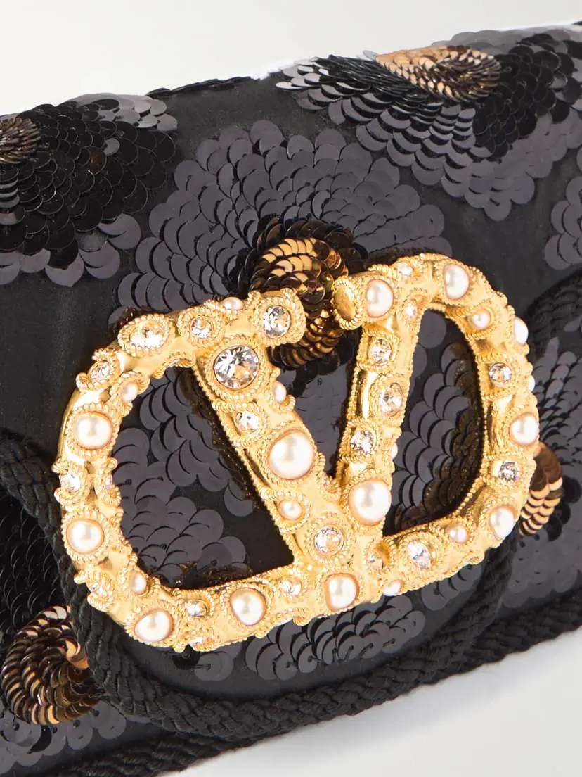 Valentino Garavani Locò Sequin-embellished Crepe Shoulder Bag | Thumbnail 4 Valentino Garavani Locò Sequin-embellished Crepe Shoulder Bag | Thumbnail 4