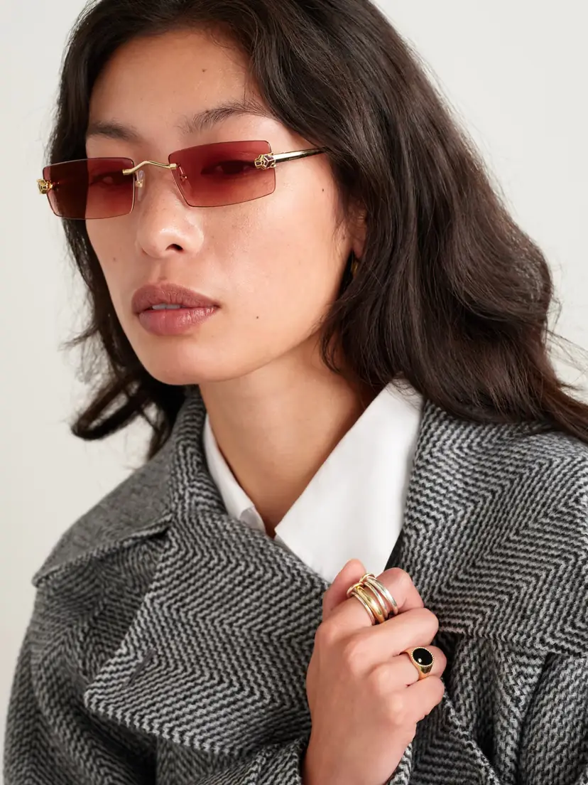Cartier Eyewear Panthère Classic Rimless Rectangle-frame Gold-tone Sunglasses | Thumbnail 2 Cartier Eyewear Panthère Classic Rimless Rectangle-frame Gold-tone Sunglasses | Thumbnail 2