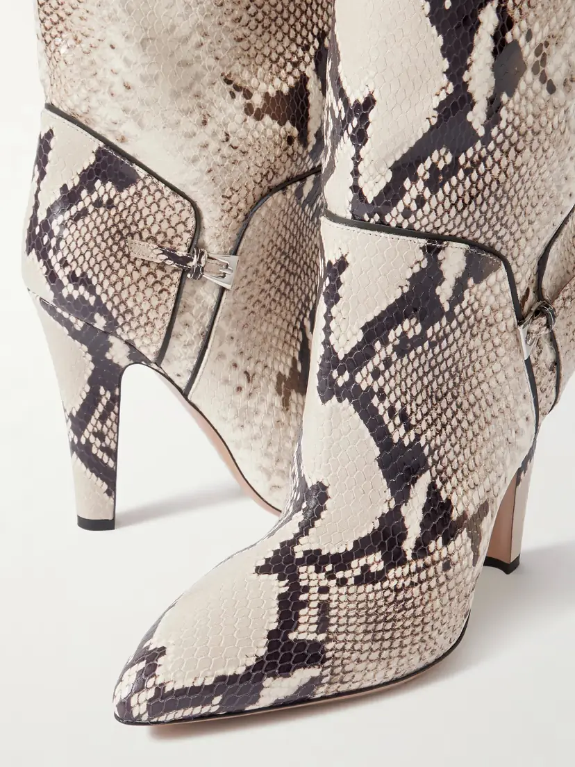 Paris Texas Elsa 100 Buckled Snake-effect Leather Knee Boots | Thumbnail 4