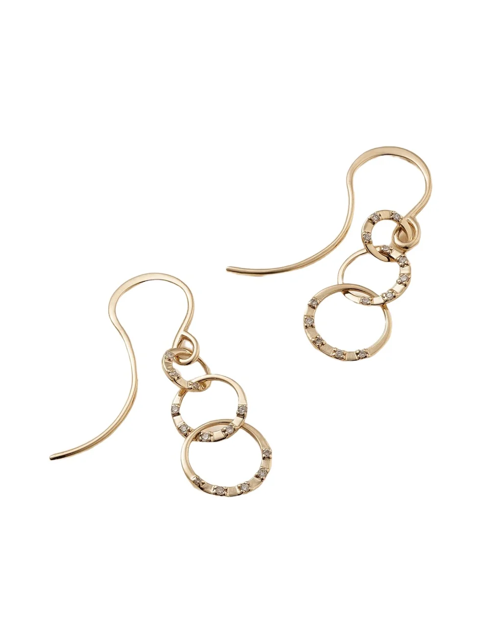 Triple Link 14-karat Recycled Gold Diamond Earrings