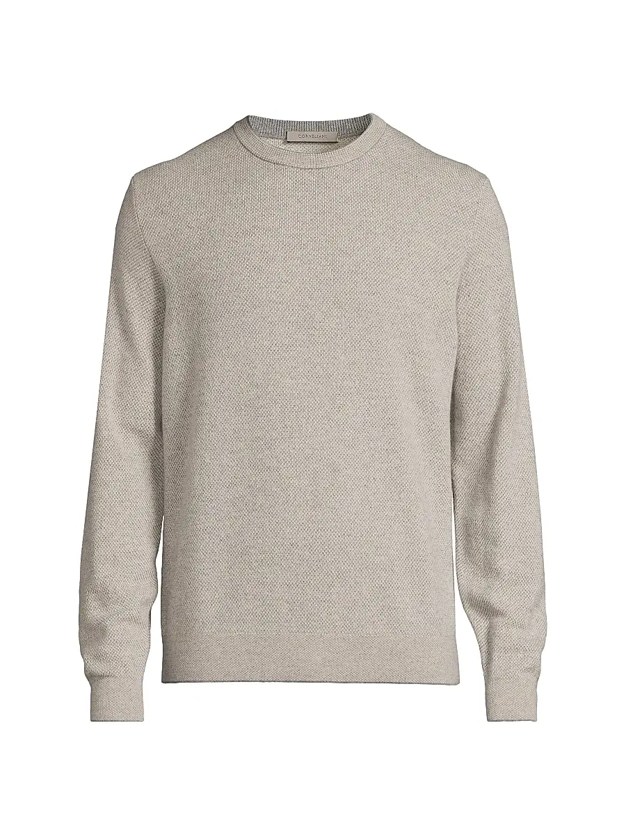CORNELIANI Men's Two-Tone Wool-Cashmere Sweater - Natural | Image 1 CORNELIANI Men's Two-Tone Wool-Cashmere Sweater - Natural | Image 1