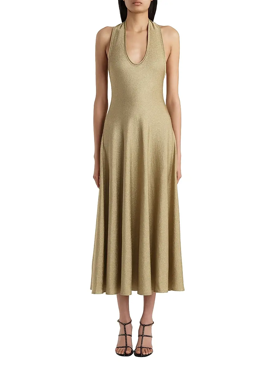 Khaite Women's Melina Metallic Halter Cocktail Dress - Gold | Thumbnail 2 Khaite Women's Melina Metallic Halter Cocktail Dress - Gold | Thumbnail 2