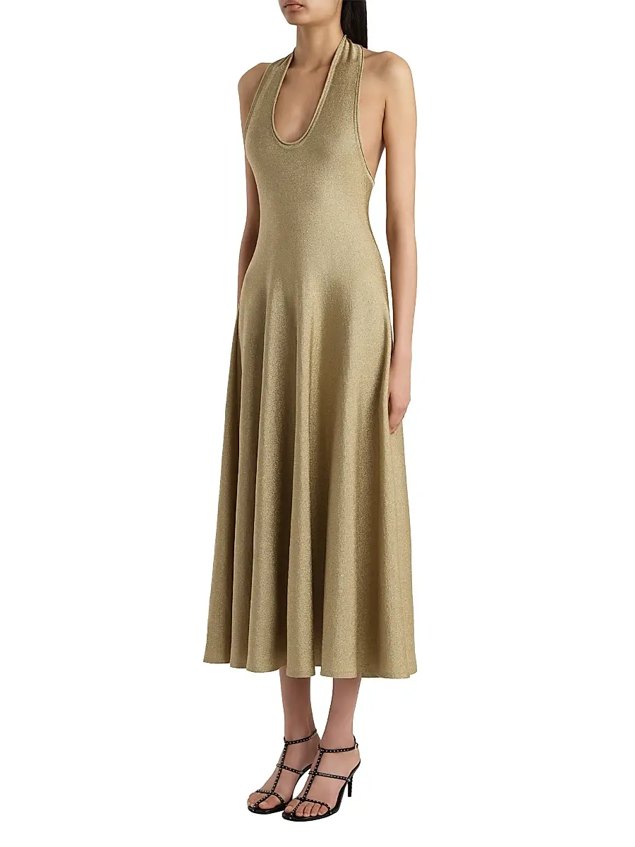 Khaite Women's Melina Metallic Halter Cocktail Dress - Gold | Thumbnail 3 Khaite Women's Melina Metallic Halter Cocktail Dress - Gold | Thumbnail 3
