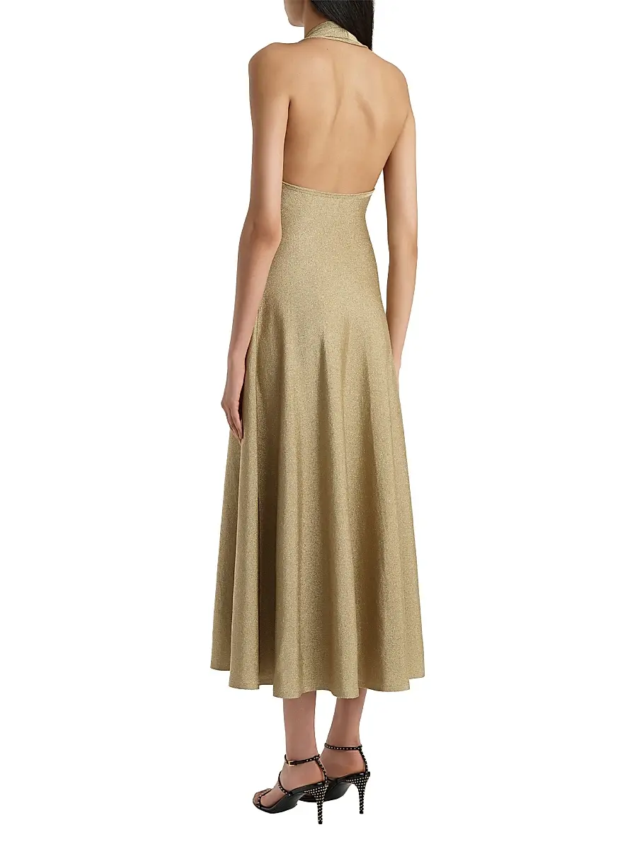Khaite Women's Melina Metallic Halter Cocktail Dress - Gold | Thumbnail 4 Khaite Women's Melina Metallic Halter Cocktail Dress - Gold | Thumbnail 4