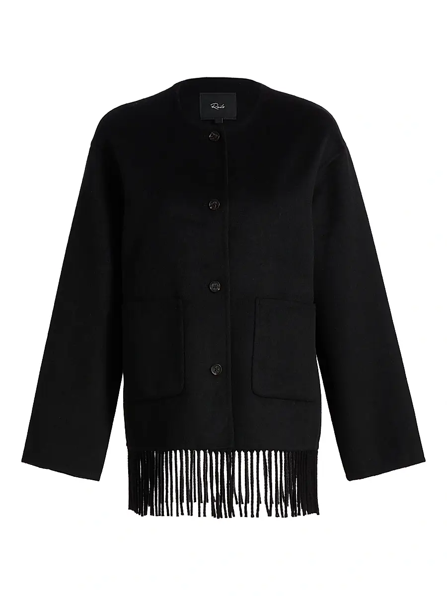 RAILS Women's Tomoko Fringed Wool-Blend Coat - Black | Image 1 RAILS Women's Tomoko Fringed Wool-Blend Coat - Black | Image 1