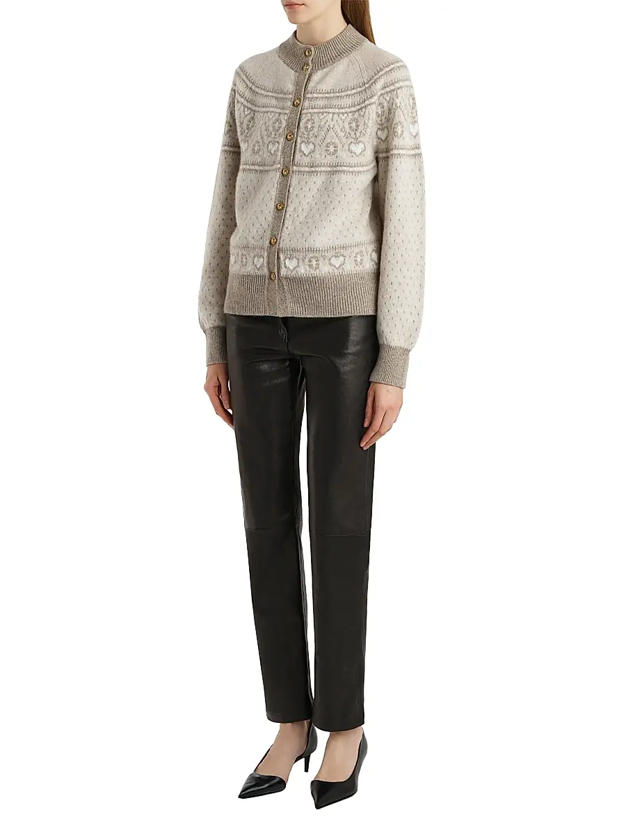 Khaite Women's Marc Cashmere Fair Isle-Style Cardigan - Ecru Multi | Thumbnail 2 Khaite Women's Marc Cashmere Fair Isle-Style Cardigan - Ecru Multi | Thumbnail 2