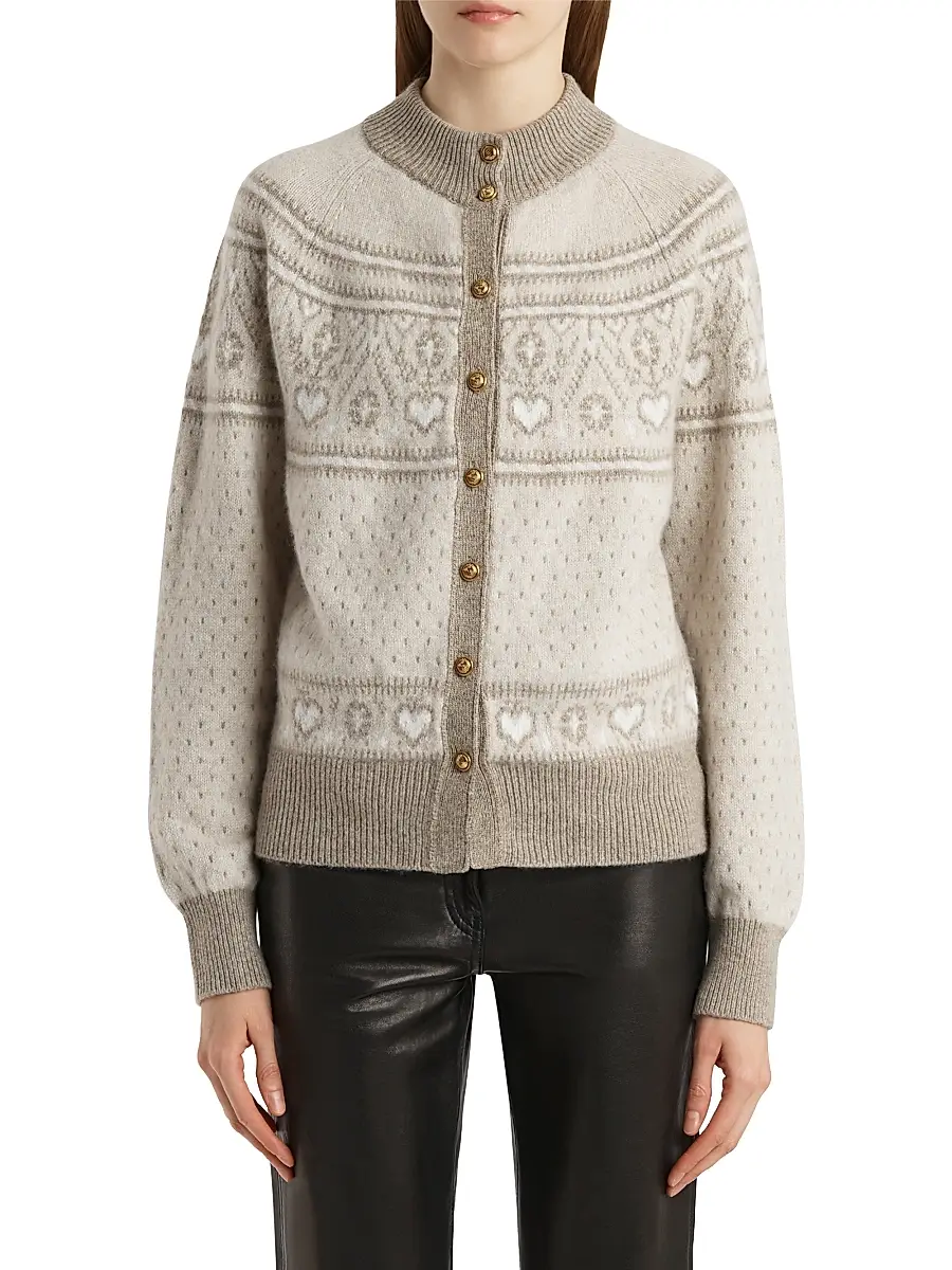 Khaite Women's Marc Cashmere Fair Isle-Style Cardigan - Ecru Multi | Thumbnail 3 Khaite Women's Marc Cashmere Fair Isle-Style Cardigan - Ecru Multi | Thumbnail 3