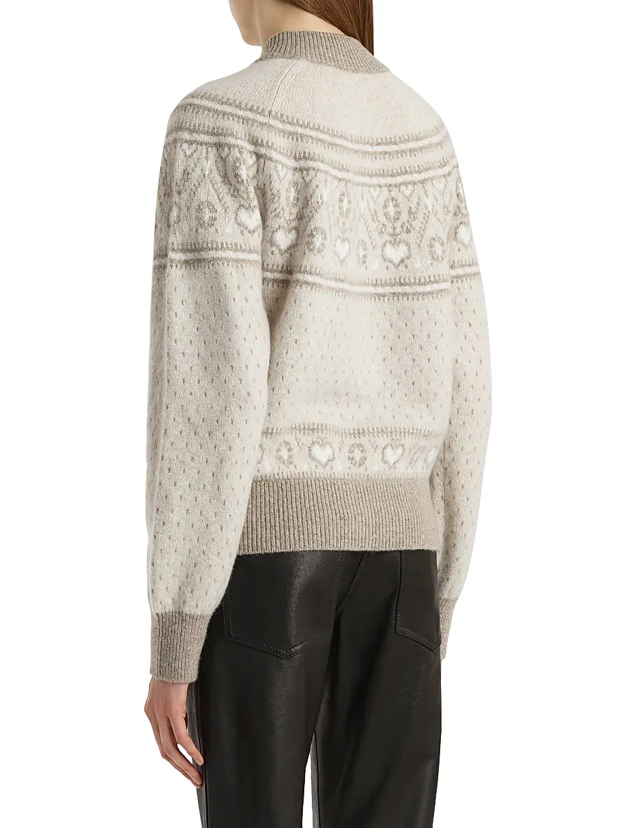 Khaite Women's Marc Cashmere Fair Isle-Style Cardigan - Ecru Multi | Thumbnail 4 Khaite Women's Marc Cashmere Fair Isle-Style Cardigan - Ecru Multi | Thumbnail 4