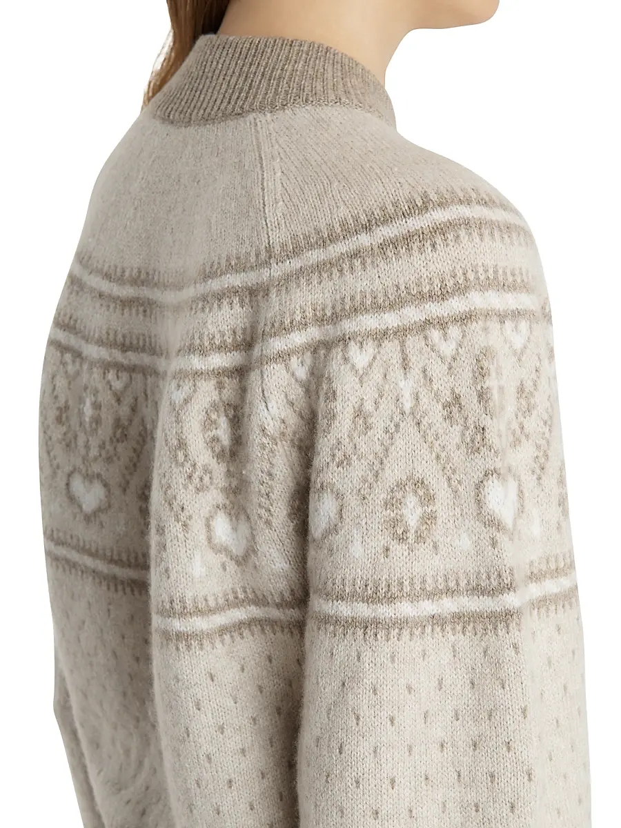 Khaite Women's Marc Cashmere Fair Isle-Style Cardigan - Ecru Multi | Thumbnail 6 Khaite Women's Marc Cashmere Fair Isle-Style Cardigan - Ecru Multi | Thumbnail 6